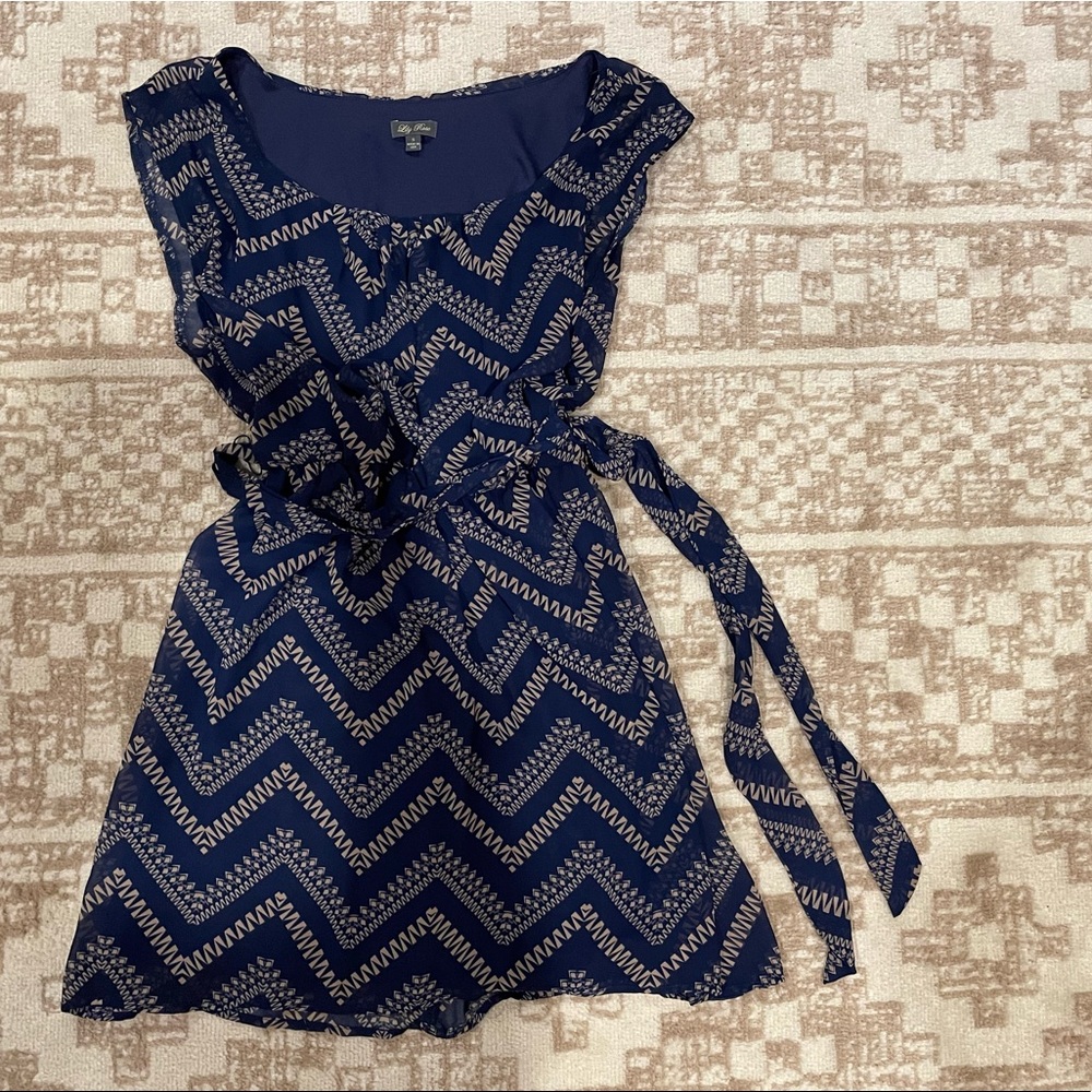 Lily Rose Navy Tie Dress